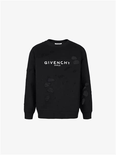 givenchy destroyed sweatshirt farfetch|givenchy knitwear for men.